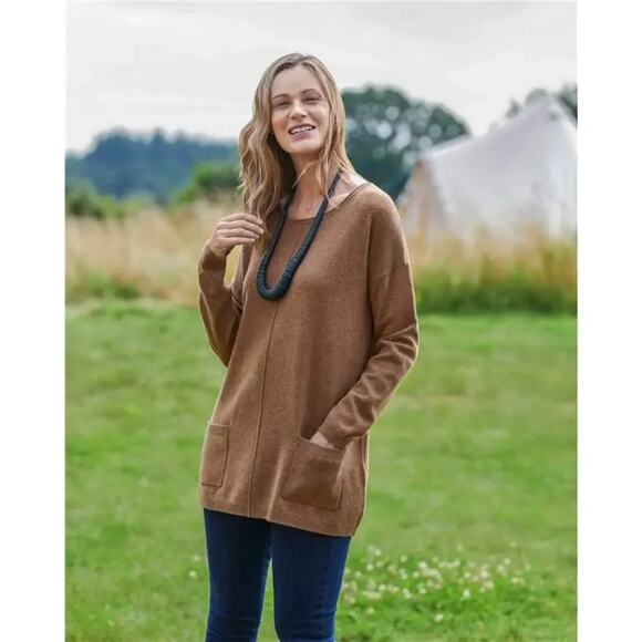 WooLovers Sweaters - WooLovers Cashmere & Merino Pocket Tunic in Pecan Marl Size Medium